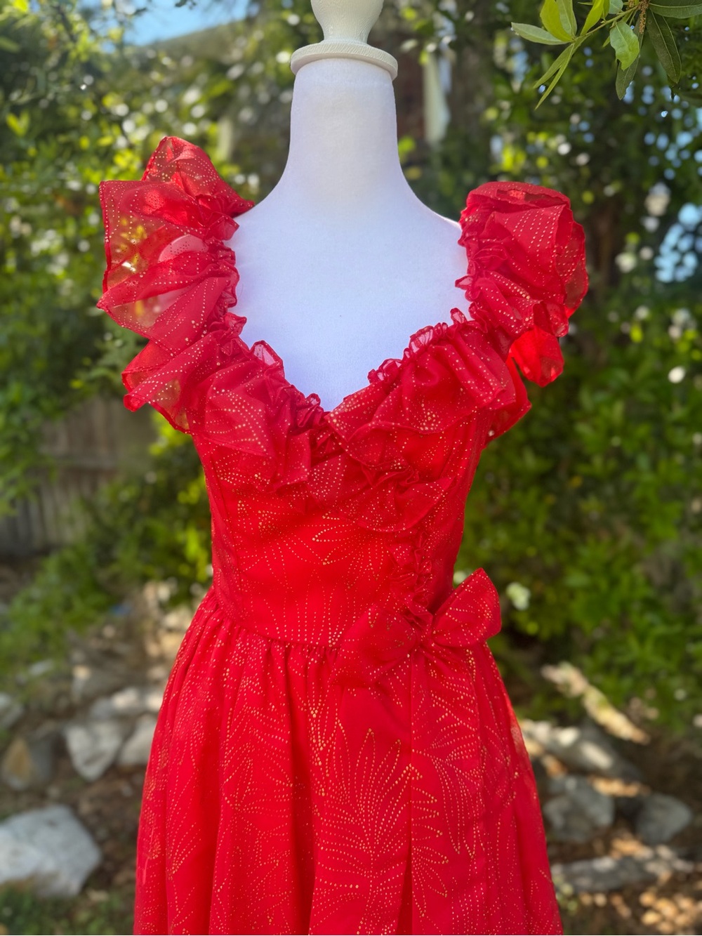 Vintage Lorale Original Red Ruffle Party Dress